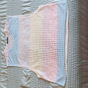 Pastel Pink Blue Yellow Grey Mesh Tank Top